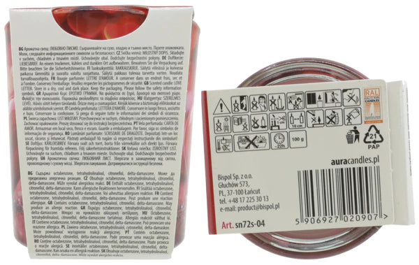 Duftkerze Motivglas 'Love' 100g Wachs 7x8cm