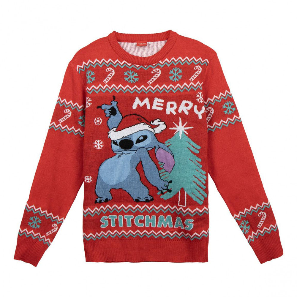 Stitch Weihnachtspullover Erwachsene rot