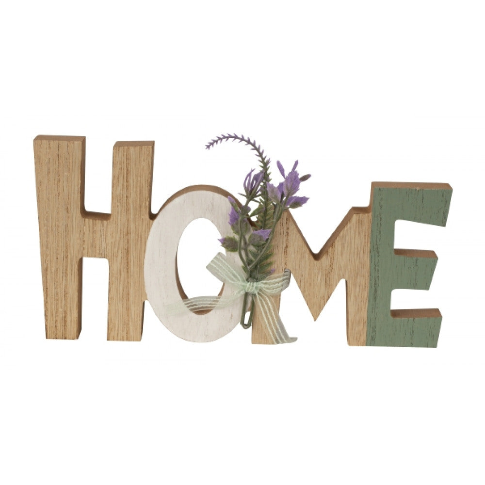 Holz-Schriftzug HOME mit Blumendeko