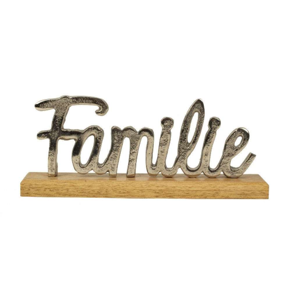 Schriftzug Familie auf Holzsockel