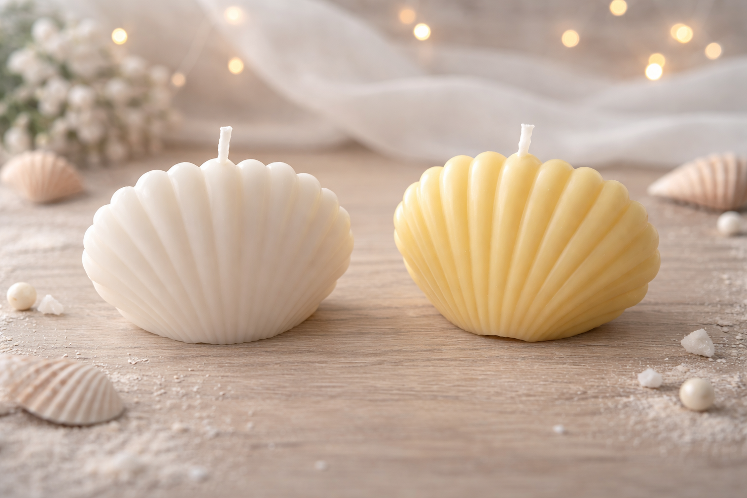 Handmade Kerze Muschel - perfekt als Geschenk