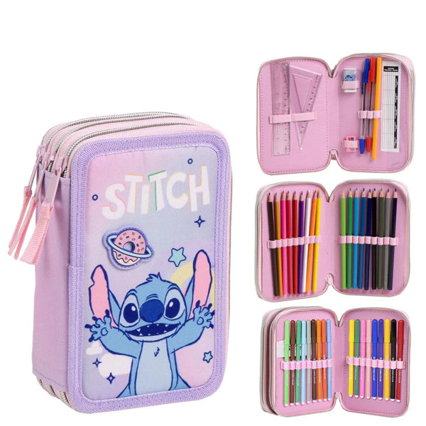 Disney Lilo und Stitch gefülltes Federmäppchen 3 Etagen rosa NEU