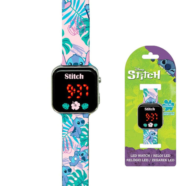 Disney Lilo und Stitch digitale LED Uhr rosa Palmen NEU