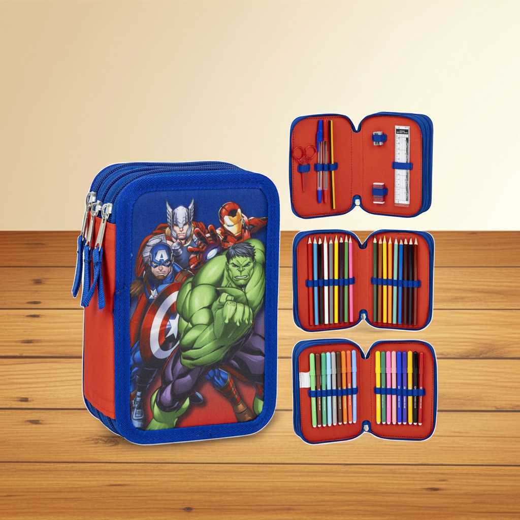 Marvel Avengers Federmäppchen gefüllt 3 Etagen