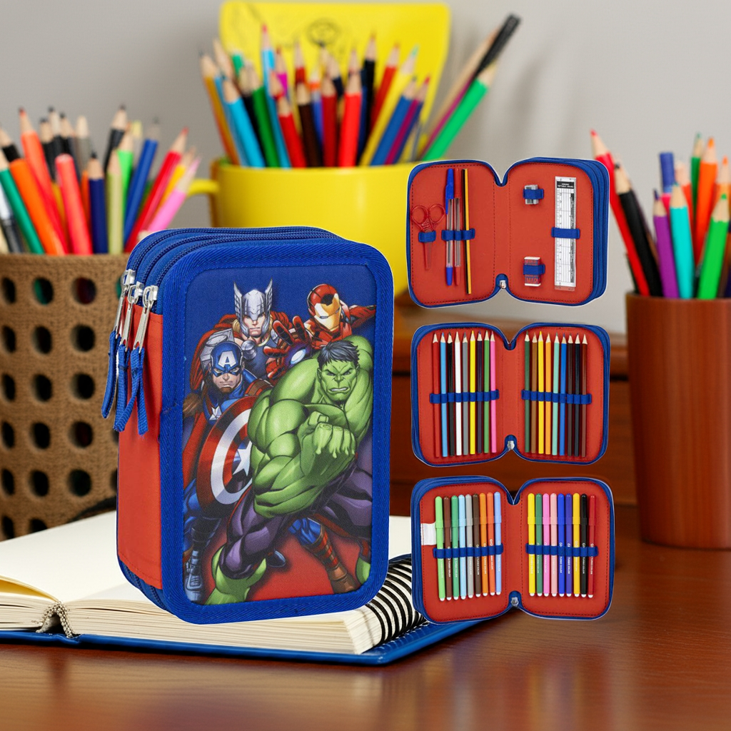 Marvel Avengers Federmäppchen gefüllt 3 Etagen