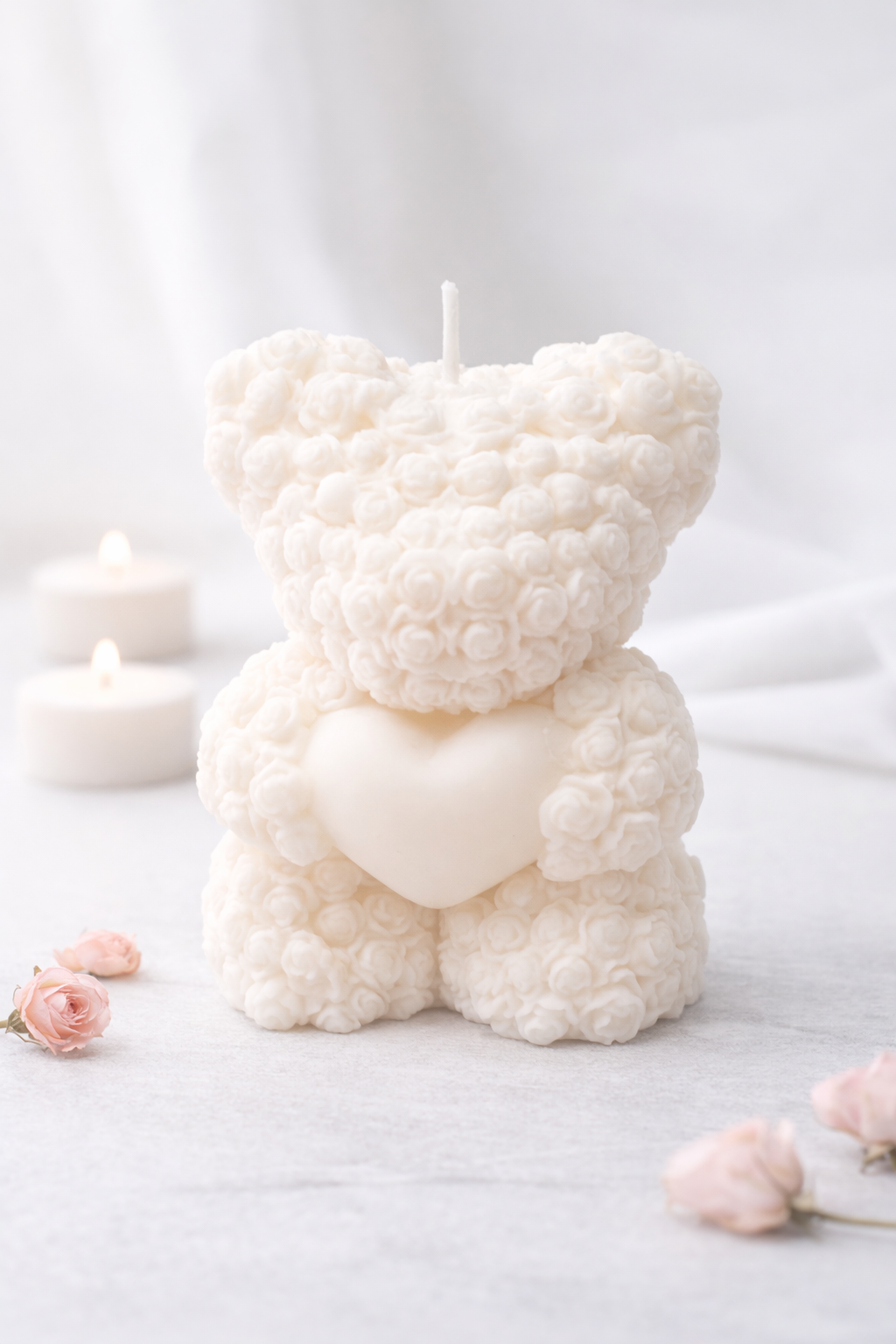 Handmade Kerze Rosenbär