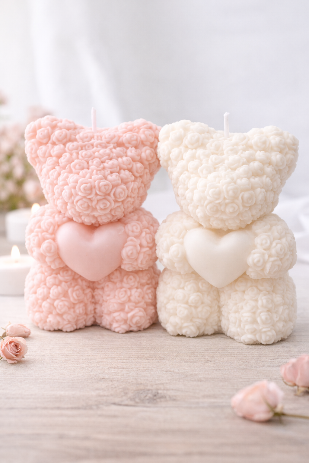 Handmade Kerze Rosenbär