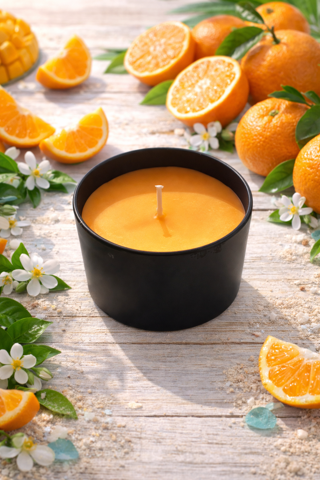 Duftkerze Mandarinenliebe mit Deko Handmade -Frühlingskollektion