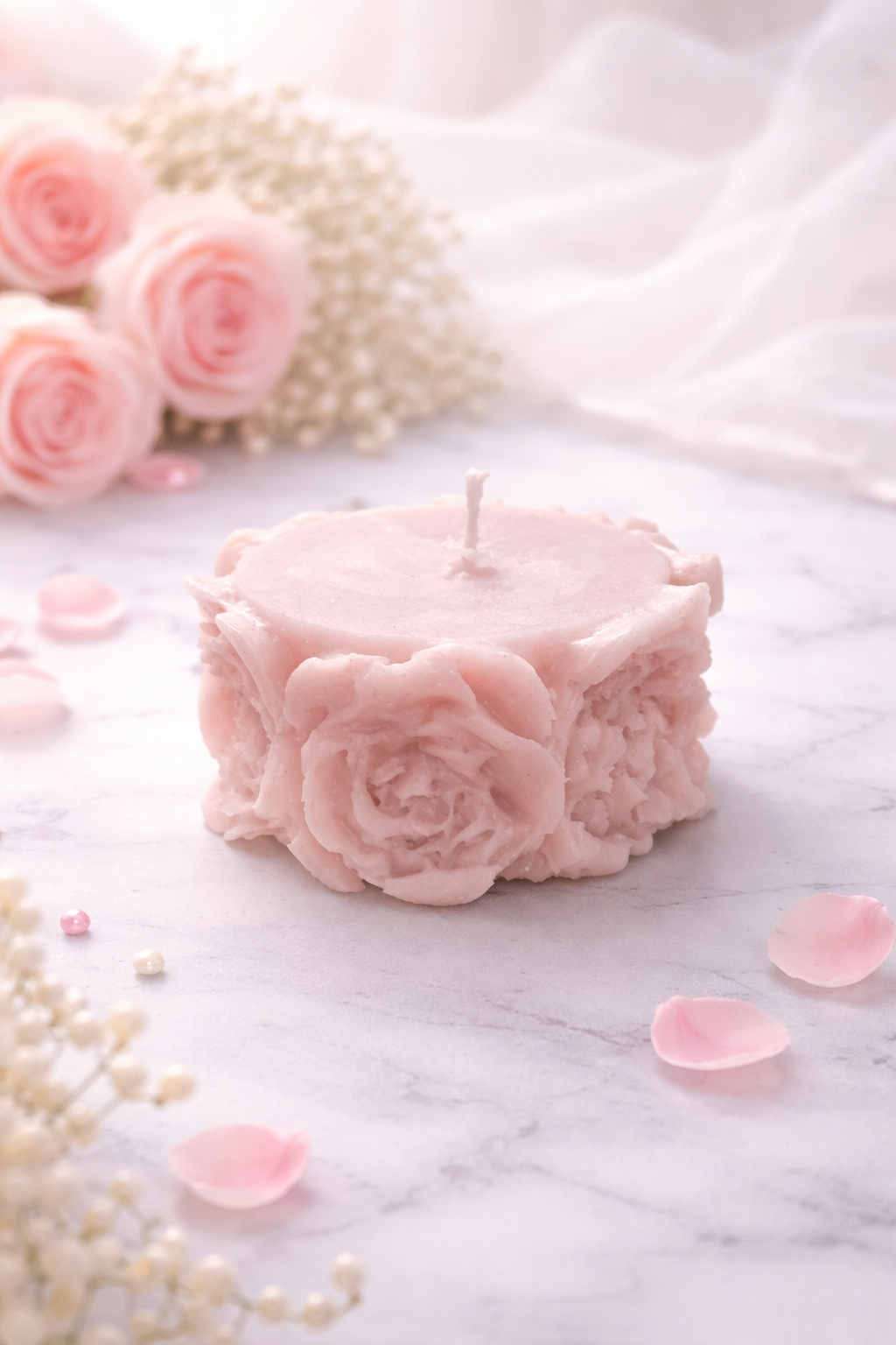 Handmade Mini Rosenkerze - Ideal als Geschenk