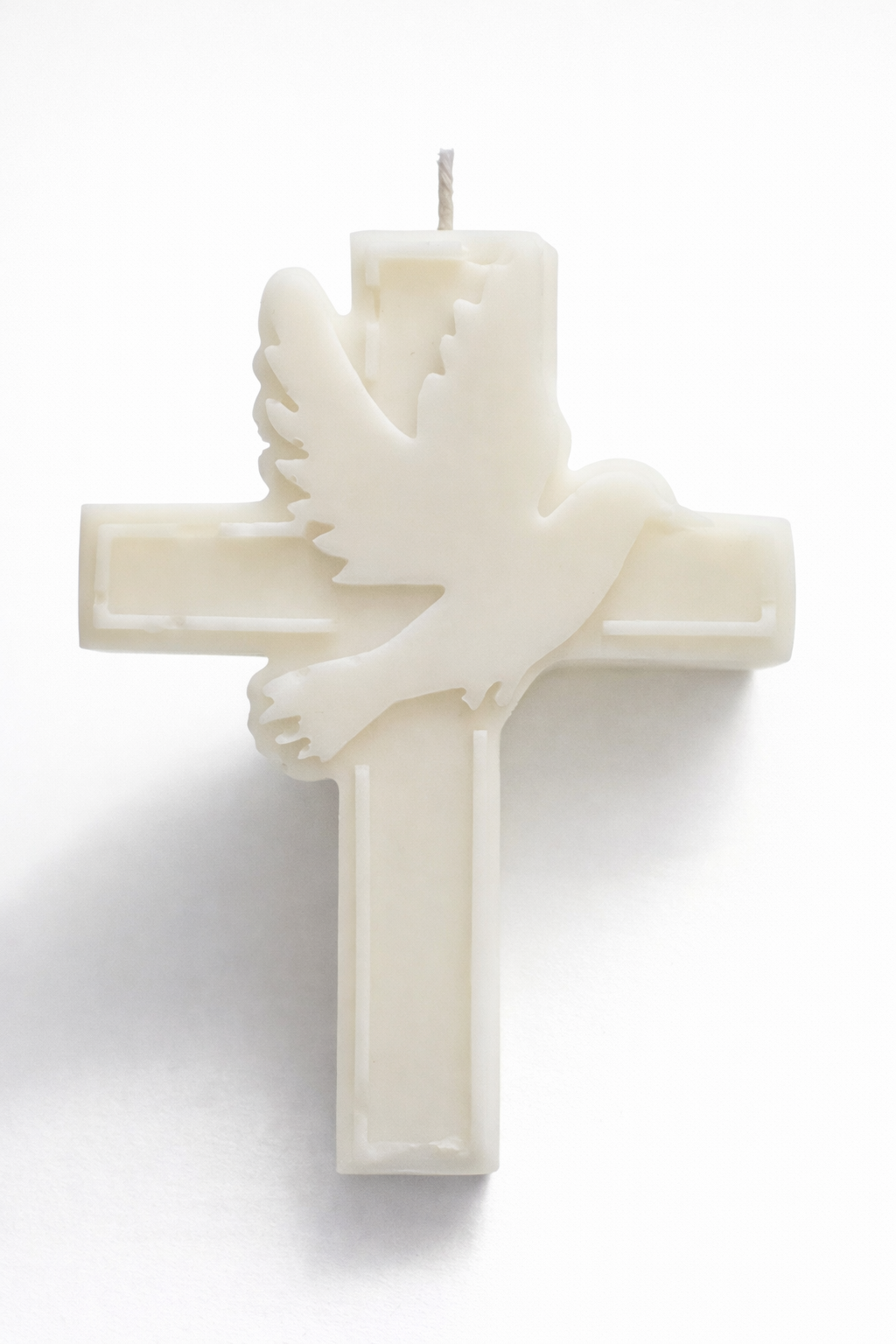 Handmade Kerze Kreuz mit Taube