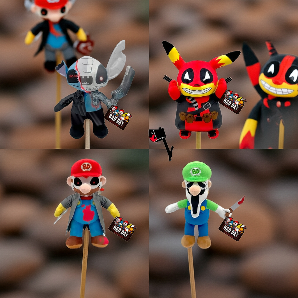 Bad Day Disney Lilo & Stitch , Pikachu und Super Mario / Luigi 32-34 cm