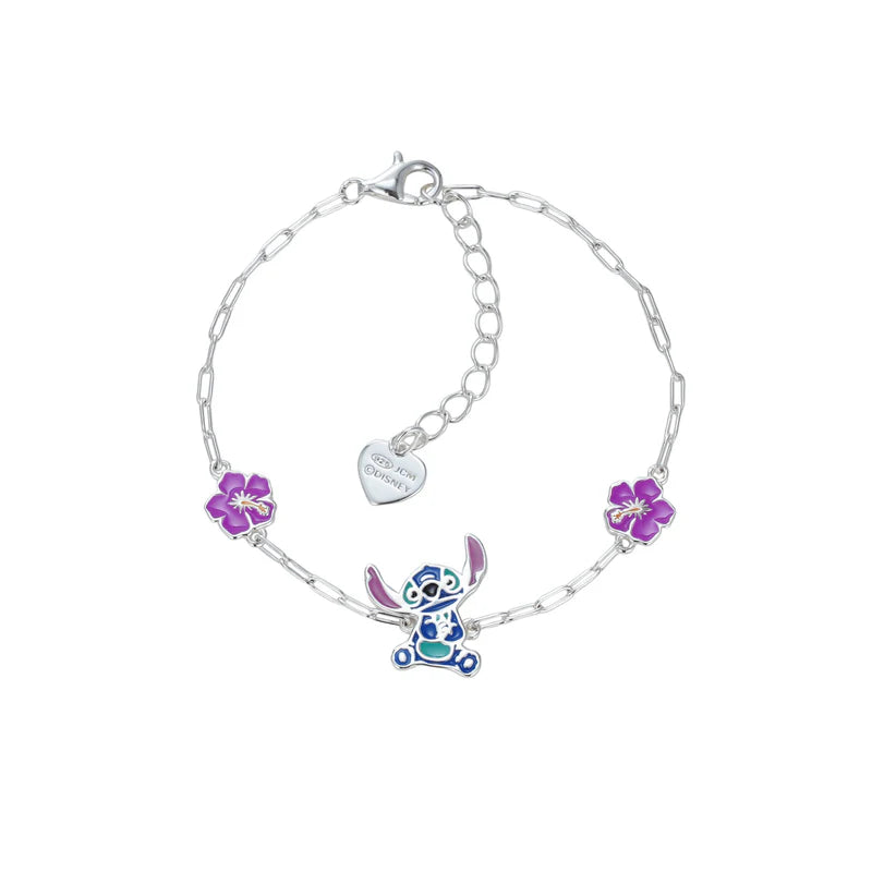 Disney Stitch Armband mit Blumen Kind Schmuck 925er Silber