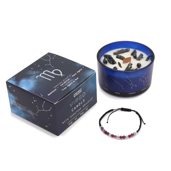 Jungfrau Sternzeichen Crystal Kristall Kerze mit Edelstein Armband