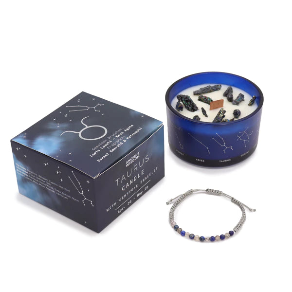 Stier Sternzeichen Crystal Kristall Kerze mit Edelstein Armband